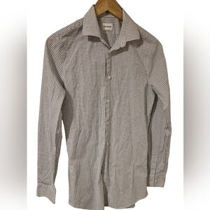 White Casual Button Down Shirt with Subtle Checkered Pattern